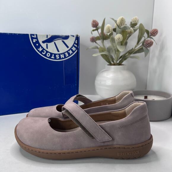 Birkenstock Lora Nubuck Leather Mary Jane Flat Shoes Taupe Women 6/EU37 Narrow - Picture 1 of 10